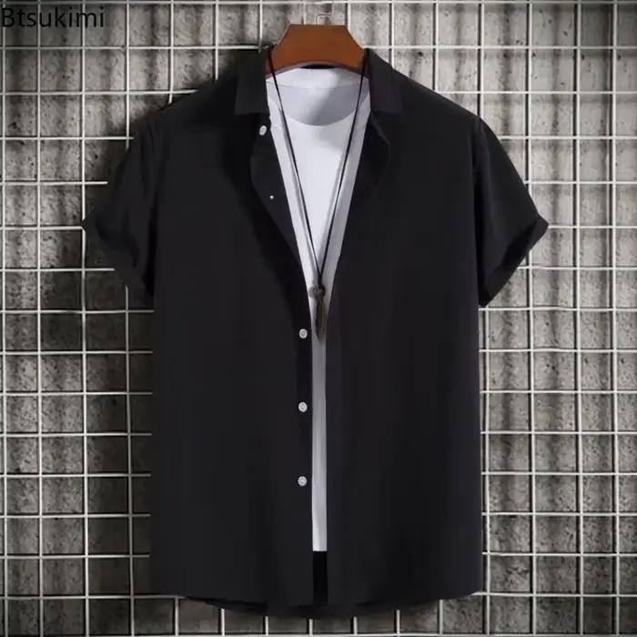 Nouvelles chemises à manches courtes pour hommes mode solide décontracté revers Cardigan hauts
