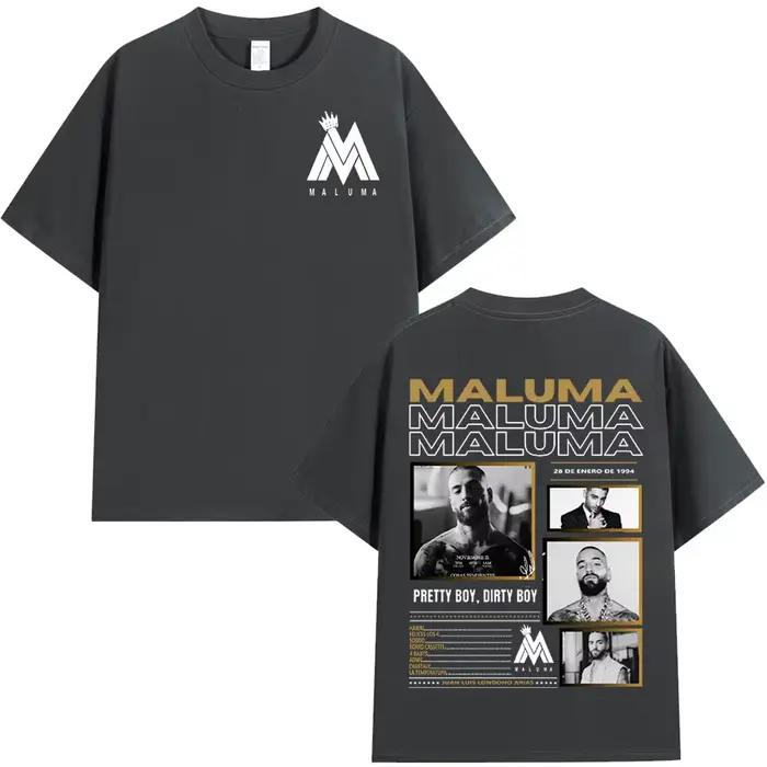 T-shirt Rappeur Maluma Impression Graphique Coton Doux Hommes Femmes Mode Hip Hop Occasions Spéciales