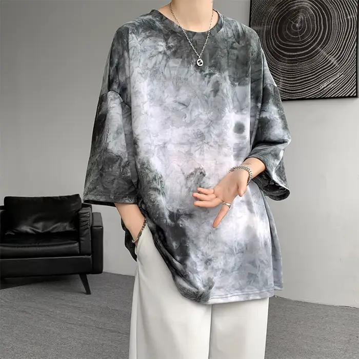Y2k Tie-Dye T-shirt pour hommes coréen Streetwear 2025 été à manches courtes