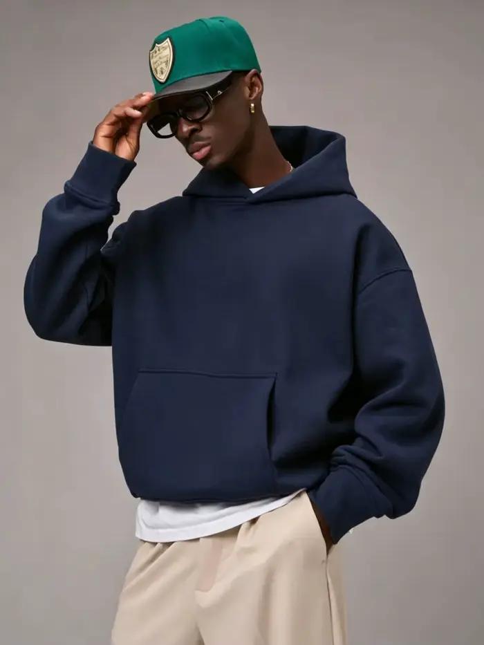 Sweat à capuche oversize uni pour homme