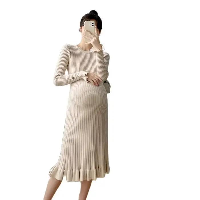 Robe trapèze à volants avec perles pour femmes enceintes