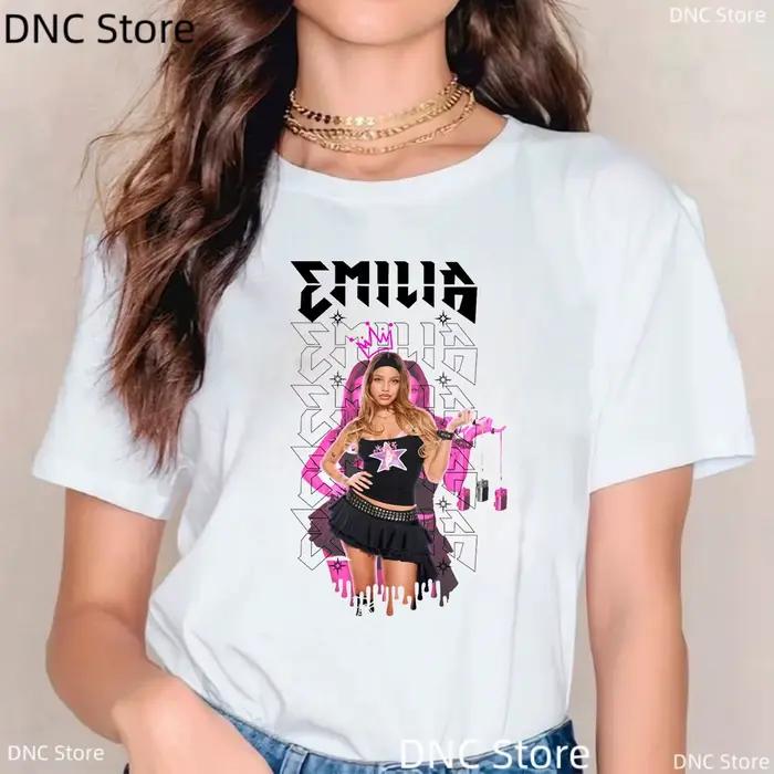 2025 nouveaux vêtements pour femmes t-shirts chanteur de musique Emilia Mernes imprimé T-Shirt femme mode Harajuku 00s