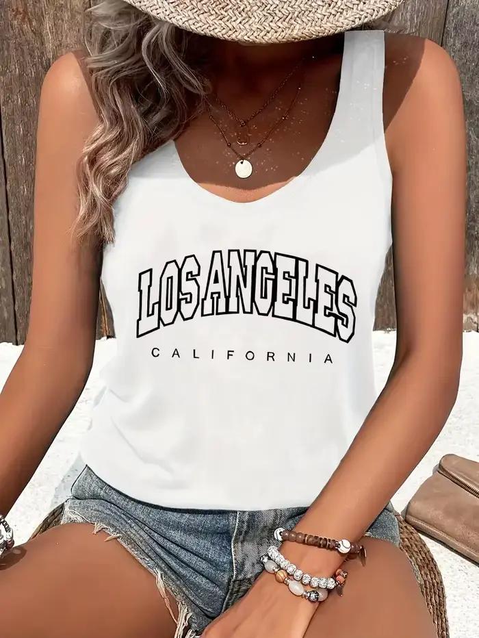 Los Angeles californie lettre impression gilet T-shirt