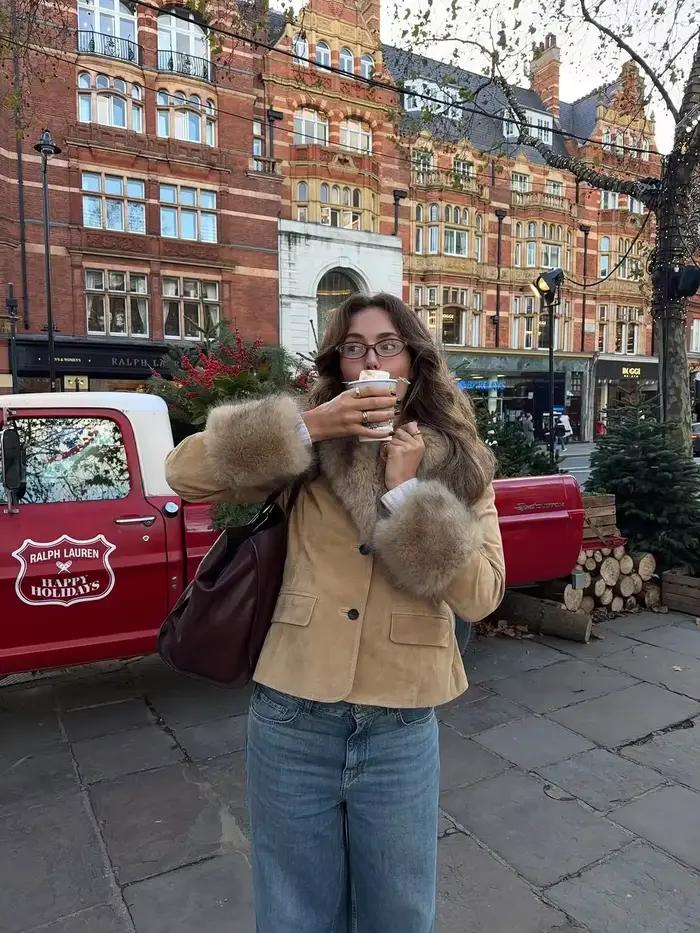 Veste en Faux Daim Beige pour Femme avec Col et Poignets en Fourrure, Boutons sur le Devant, Style Western Vintage, Vêtement d'Hiver Chaud