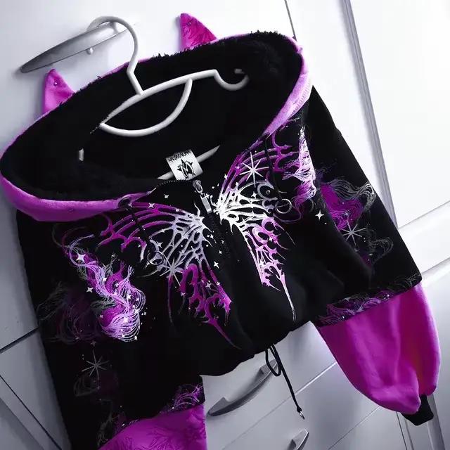 Nouveau sweat-shirt court violet pour femme