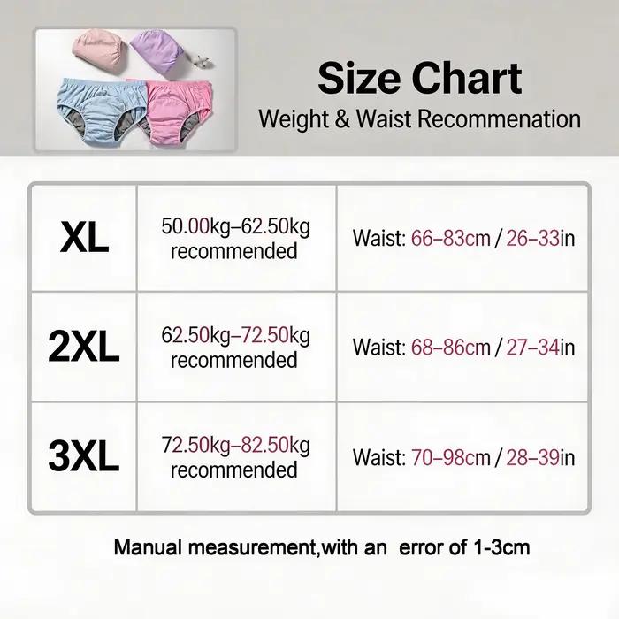 Culottes d'incontinence réutilisables et lavables en coton graphène pour personnes âgées