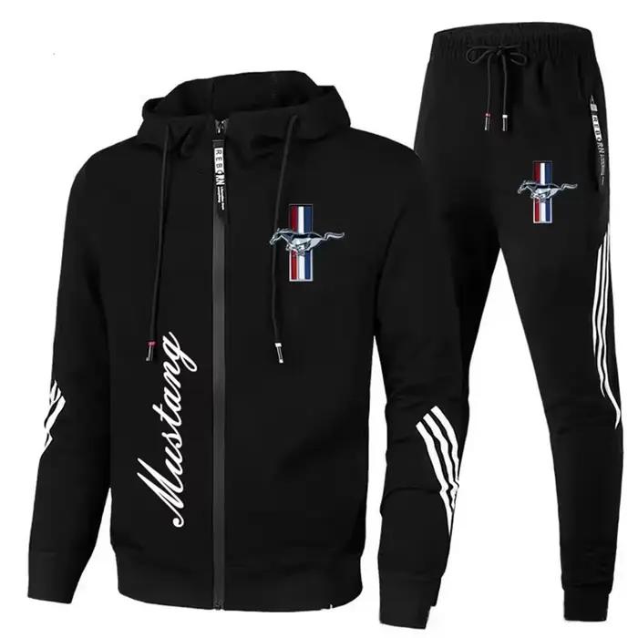 Logo Ford Mustang, pantalon blanc décontracté à capuche, veste à manches longues, veste de sport