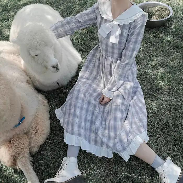 Robe longue à carreaux pour femmes