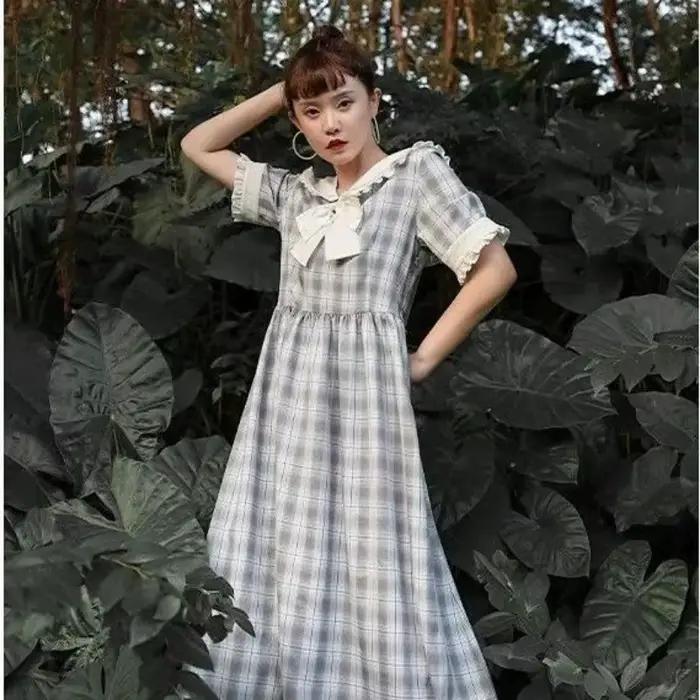Robe longue à carreaux pour femmes