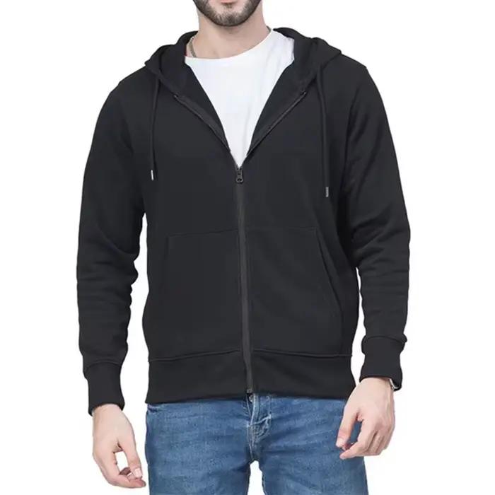 Haute qualité mode sweat à capuche zippé hommes rétro Harajuku couleur unie veste
