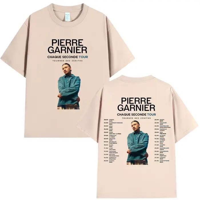 Pierre Garnier Chaque Seconde 2025 Tour Merch T-shirts Hip Hop mode Vintage T-shirt hommes à manches courtes coton