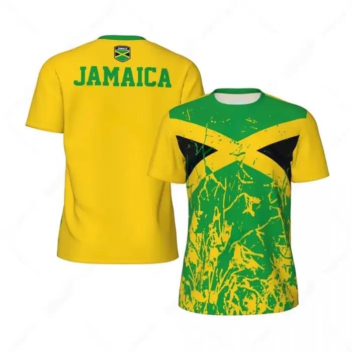 Mode drapeau de la jamaïque graphique Football T-shirts pour hommes tendance d'été 3D emblème National imprimé