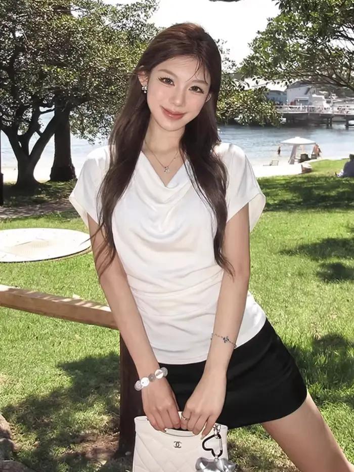 T-shirt uni d'été pour femme