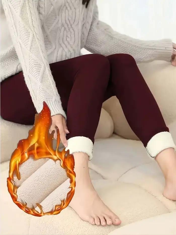 Leggings Sherpa doublés en peluche pour femmes