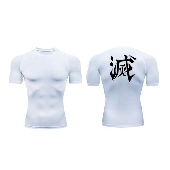 Demon Slayer Print Compression Shirts for Men, Gym Workout, Fitness Undershirts, Short Sleeve, Quick Dry 202 letic Tees T-Shirt, Y-
