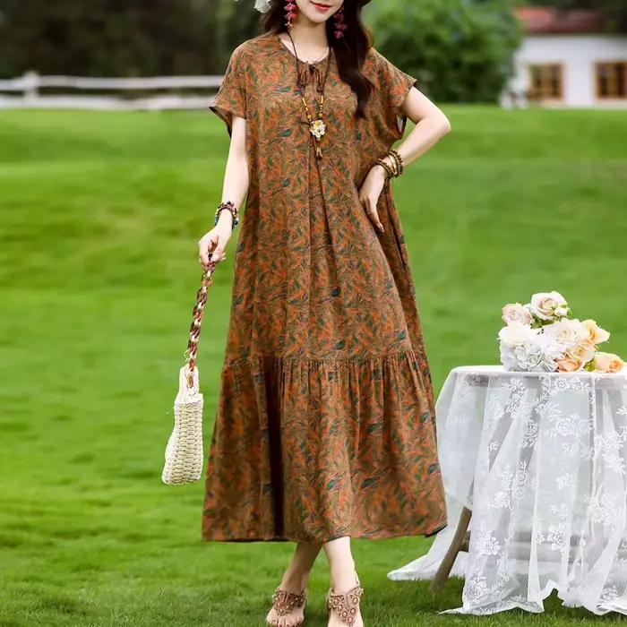 Nouveau 2025 été femmes robes coton Vintage Femme
