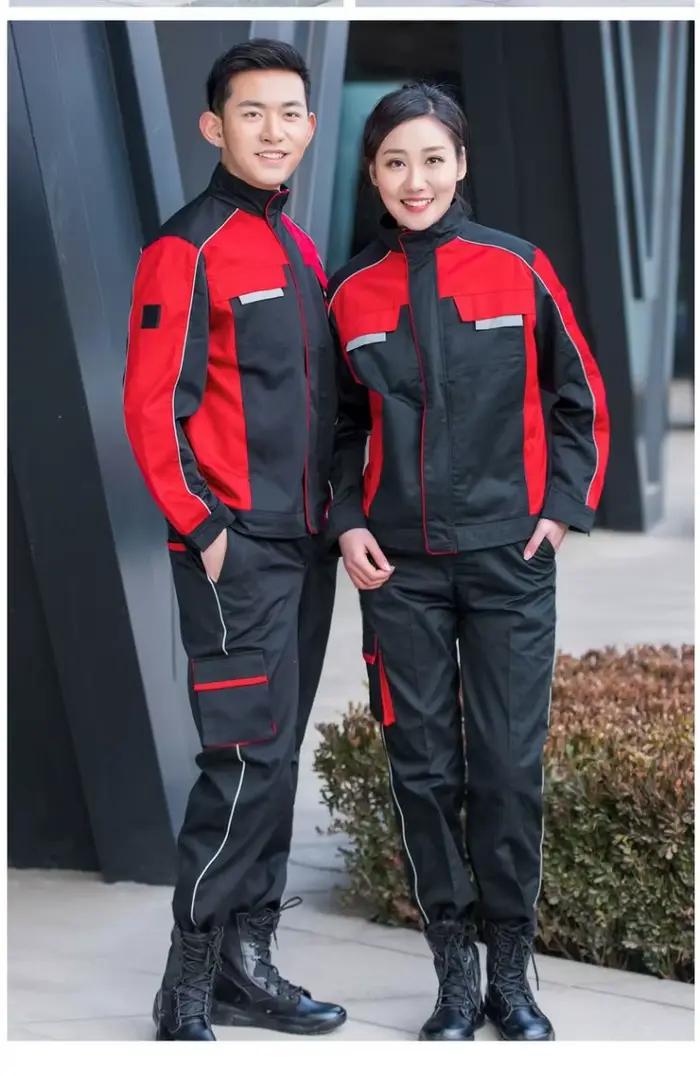Costumes de soudage, ensemble de vêtements de travail pour hommes et femmes, veste + pantalon, usine électrique, atelier de réparation automobile, uniforme Durable, combinaisons mécaniques