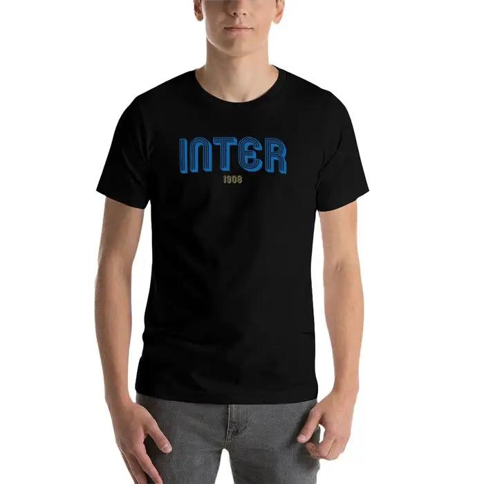 INTER Tshirt Homme Coton Haute Qualité Essentiel Sportif Occasions Quotidiennes Durables Blanc Rose Turquoise Noir