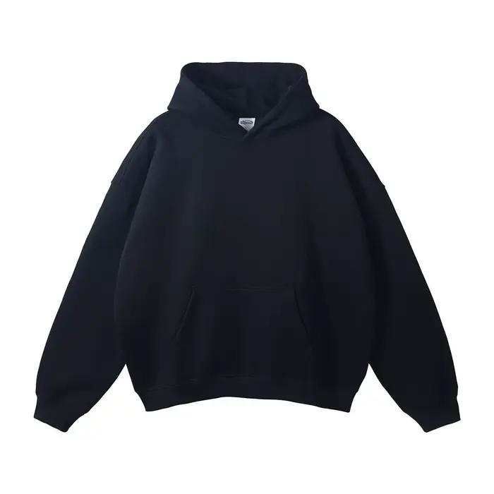 Sweat-shirt à capuche unisexe en molleton doublé, nouvelle collection automne-hiver, coupe épaules tombantes, couleur unie, style streetwear, manches longues