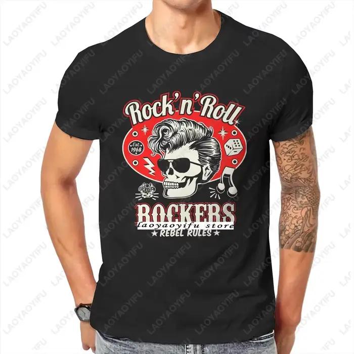 Gothique Rockabilly Rock and Roll Creative TShirt Cool Men Skull Dice Rockers Graphic Tshirts Male Fashion Hip-hop Y-XS-4XL