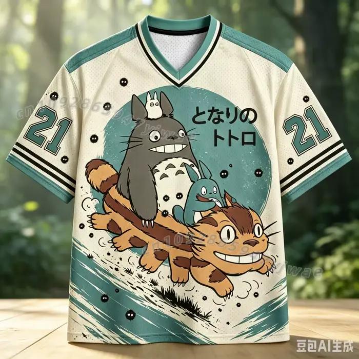 T-shirt unisexe 26 motifs Anime Le Voisin Totoro, col en V, jersey à manches courtes, T-shirt de sport pour homme, T-shirt à manches courtes, Sweat-shirts pour homme