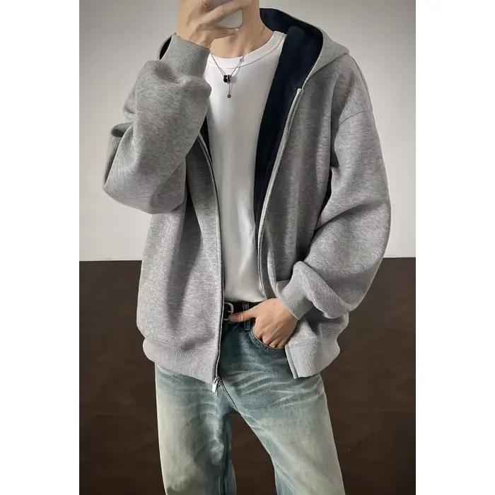 Sweat à capuche zippé grande taille pour hommes et femmes | Sweat-shirt surdimensionné à fermeture éclair sur le devant