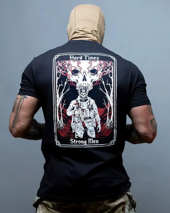 2026 Hard Times - Strong Men _ T-Shirt - Convient pour les vêtements de sport en pur coton