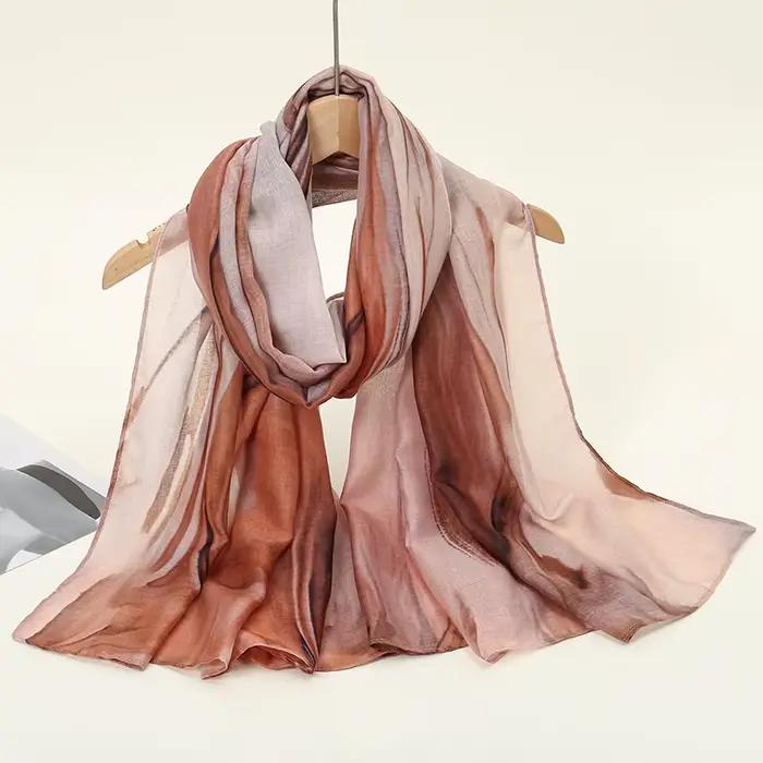 Bohème aquarelle impression Hijab femmes doux Islam Ramadan musulman Hijabs Foulard châle enveloppement Turban écharpe