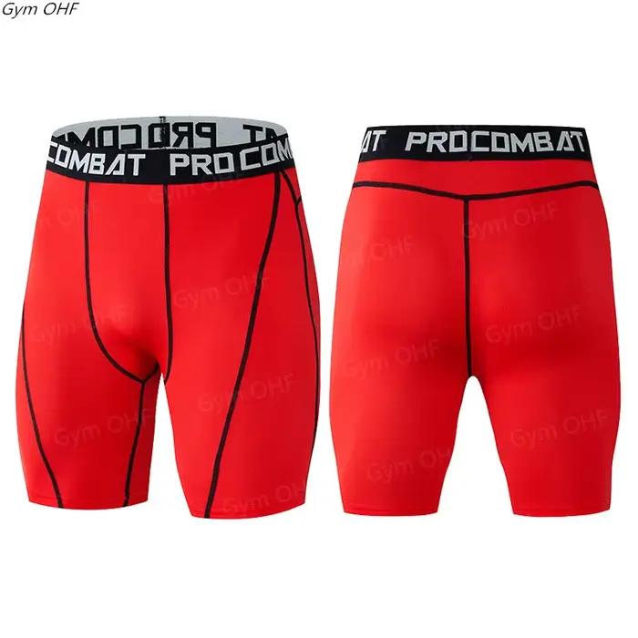 Short de course pour hommes en polyester solide, leggings de compression, shorts de fitness pour entraînement et musculation, collants slim pour course et sport