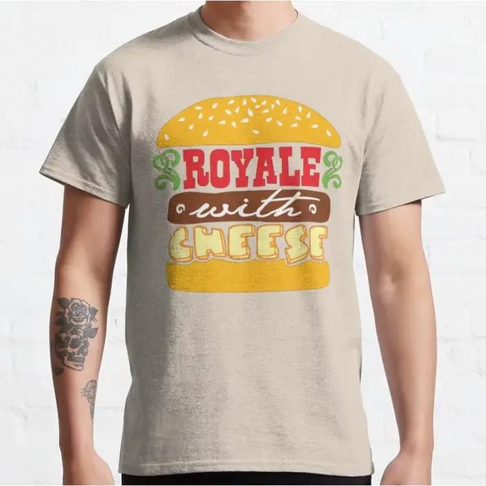 Royale avec du fromage années 80 film vintage Pulp fiction T-shirt à manches courtes et col rond pour hommes grande taille hauts pour adultes S-6xl
