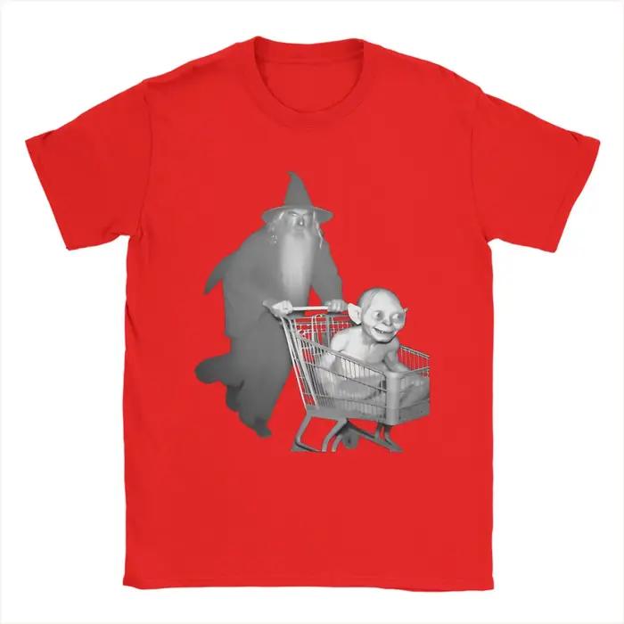 Gandalf poussant Gollum dans le panier T-Shirt unisexe coton drôle fantaisie graphique à manches courtes vêtements de