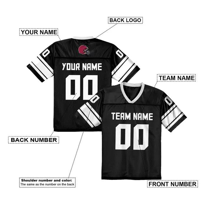 Maillot de football américain personnalisé pour hommes et femmes, noir, orange, maillot de football imprimé personnalisé avec nom de l'équipe, numéro, cadeau pour fans
