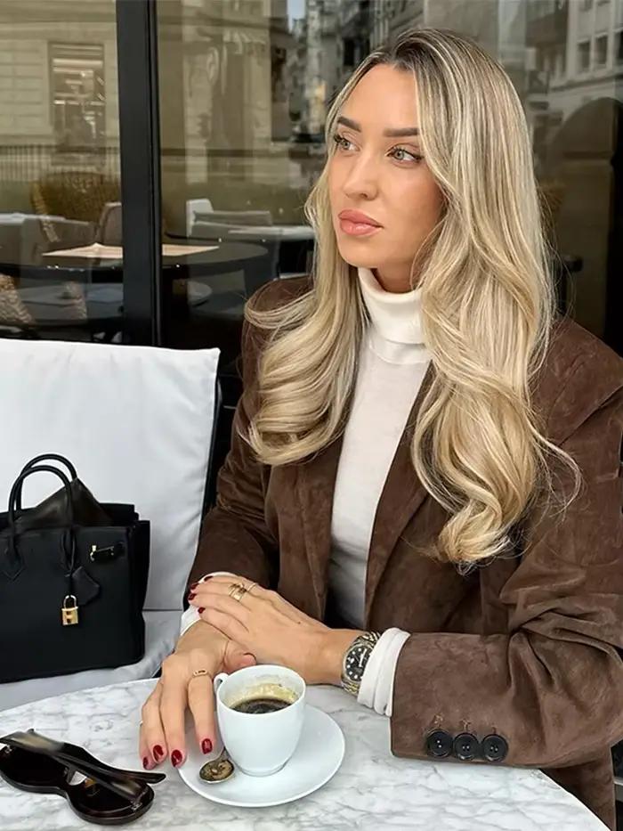 Veste Blazer en daim marron pour femme, col en v, manches longues, simple boutonnage, manteau ample, vêtements d'extérieur pour les déplacements quotidiens, automne 2025
