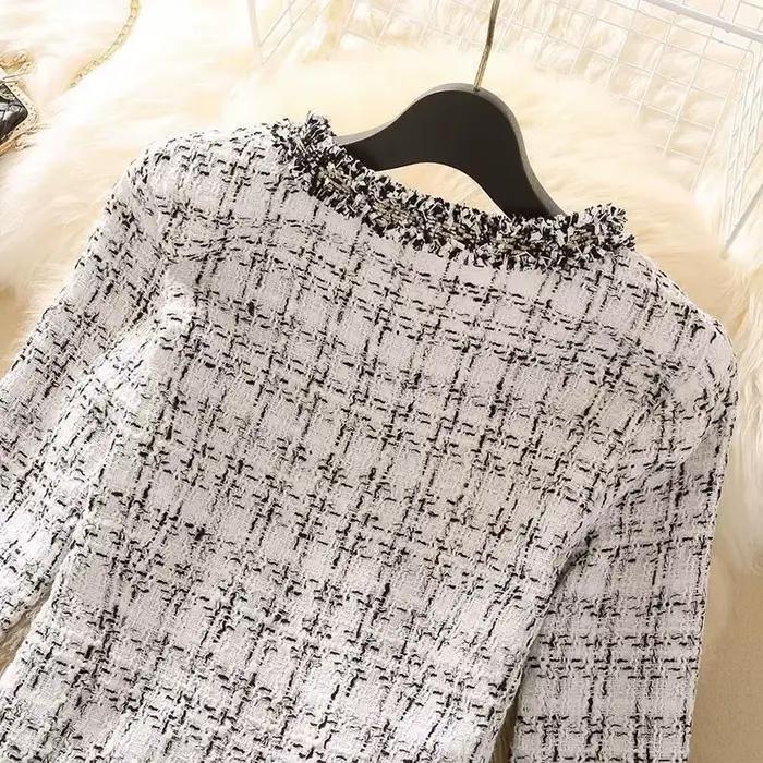 Veste Femme Printemps Nouveau à La Mode Dames Court Joker Tempérament Petit Manteau En Tweed Parfumé Coton Polyester Pour Toutes Les Occasions Vestes Femmes