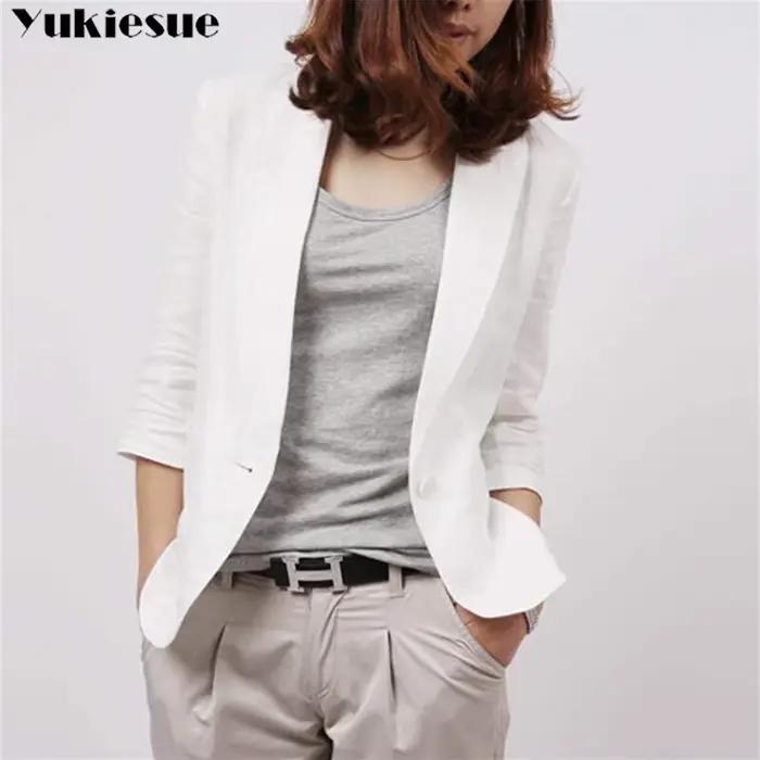 Costume en coton et lin veste femme printemps été vestes chics et élégantes blazers courts