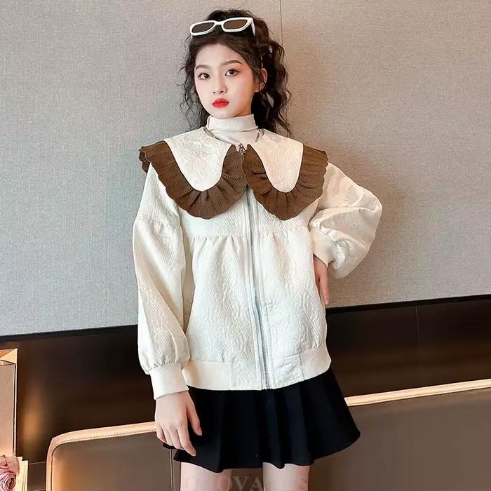 Veste zippée à col claudine pour enfants et adolescents