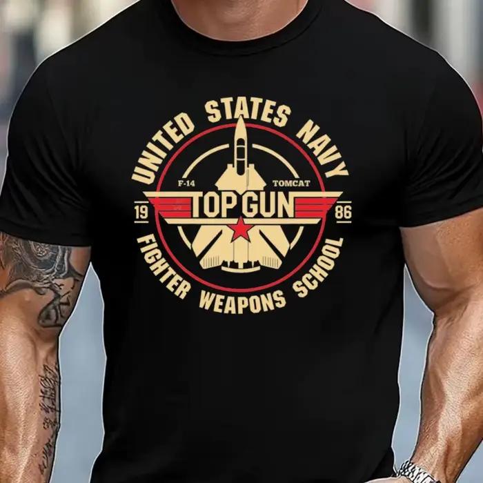 T-shirt graphique d'école de chasse de la marine américaine pour hommes