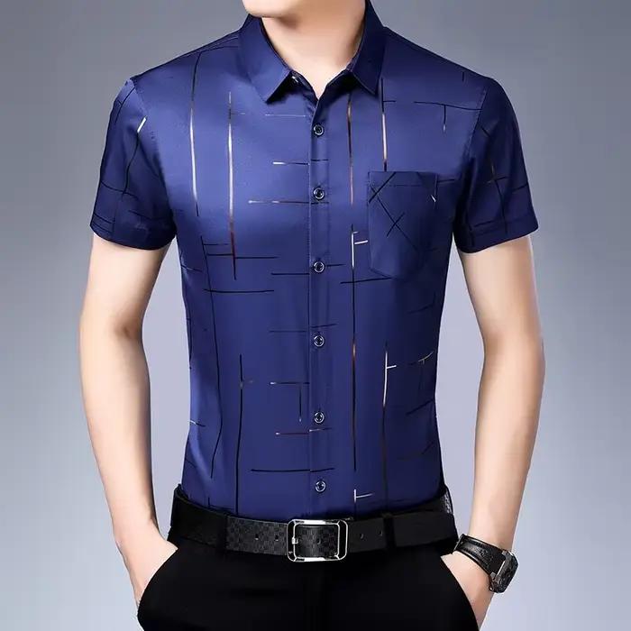 Chemise d'affaires décontractée à manches courtes pour hommes