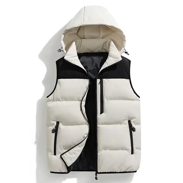 Chapeau détachable gilet bicolore hommes automne et hiver coton décontracté mode multifonctionnel épaule