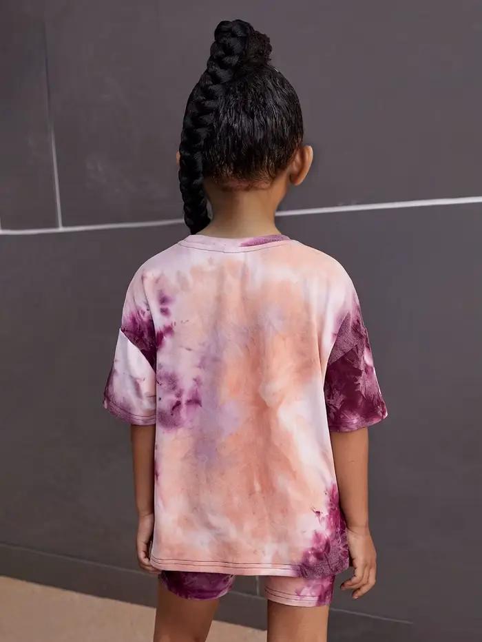 Ensemble de t-shirts pour filles : haut ample à manches courtes + short moulant