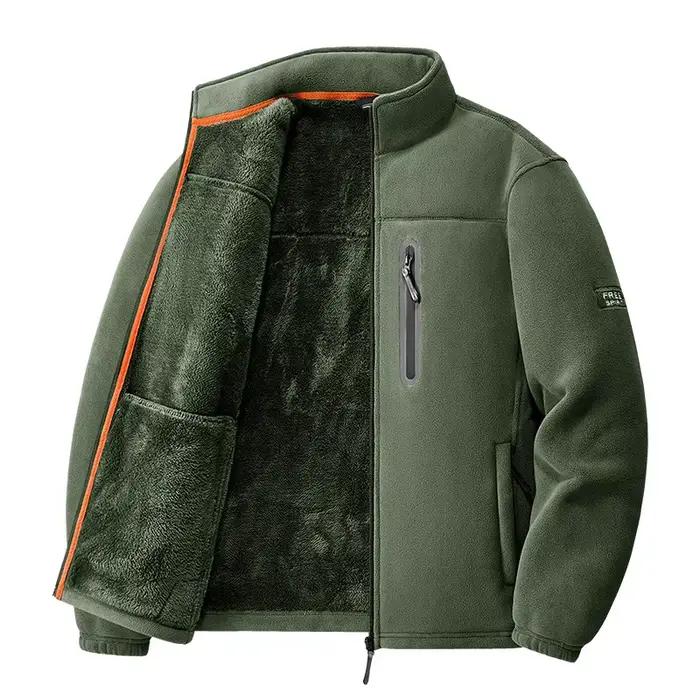 Veste épaisse doublée floquée pour l'extérieur, haut décontracté à col montant, tendance Jackd pour jeunes, fermeture à glissière, manches longues, en Polyester, hiver
