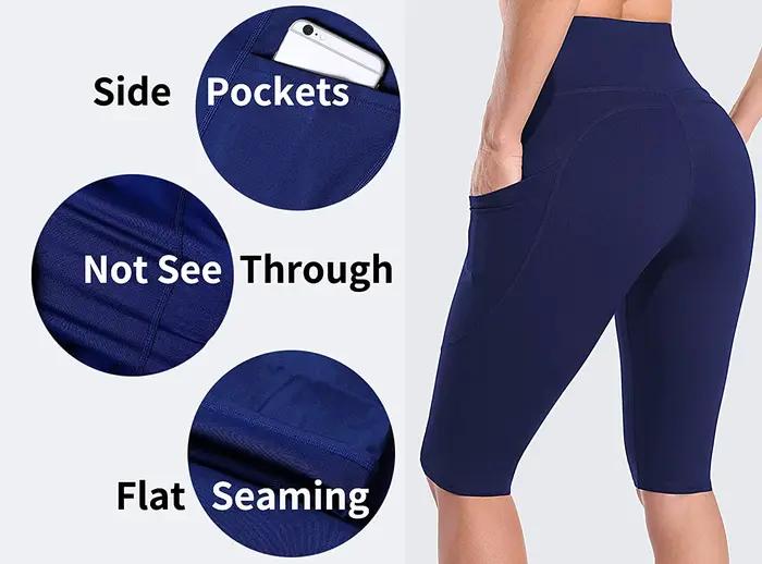 Anfilia femmes Shorts de Yoga Jogging course cyclisme Fitness vêtements de sport taille haute avec poches latérales Shorts sportifs couleur unie
