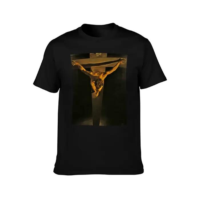 T-shirt Salvador Dali imprimé du Christ de Saint-Jean coton homme style décontracté pour les quatre saisons et les activités quotidiennes