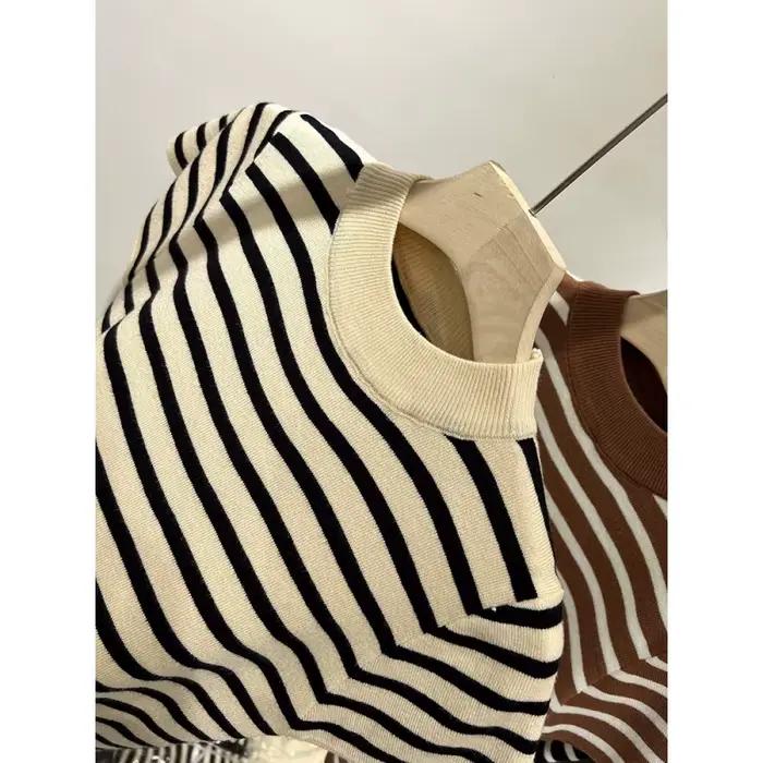 Pull à demi-col roulé rayé pour femme, haut ajusté, chemise à manches courtes, début du printemps et de l'automne