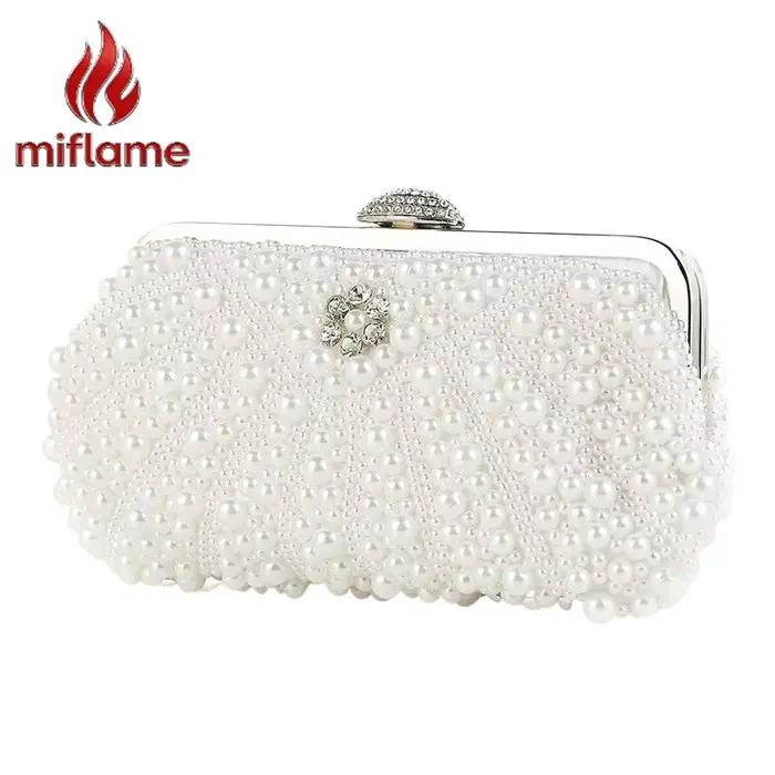 Pochette de soirée pour femme avec strass et perles