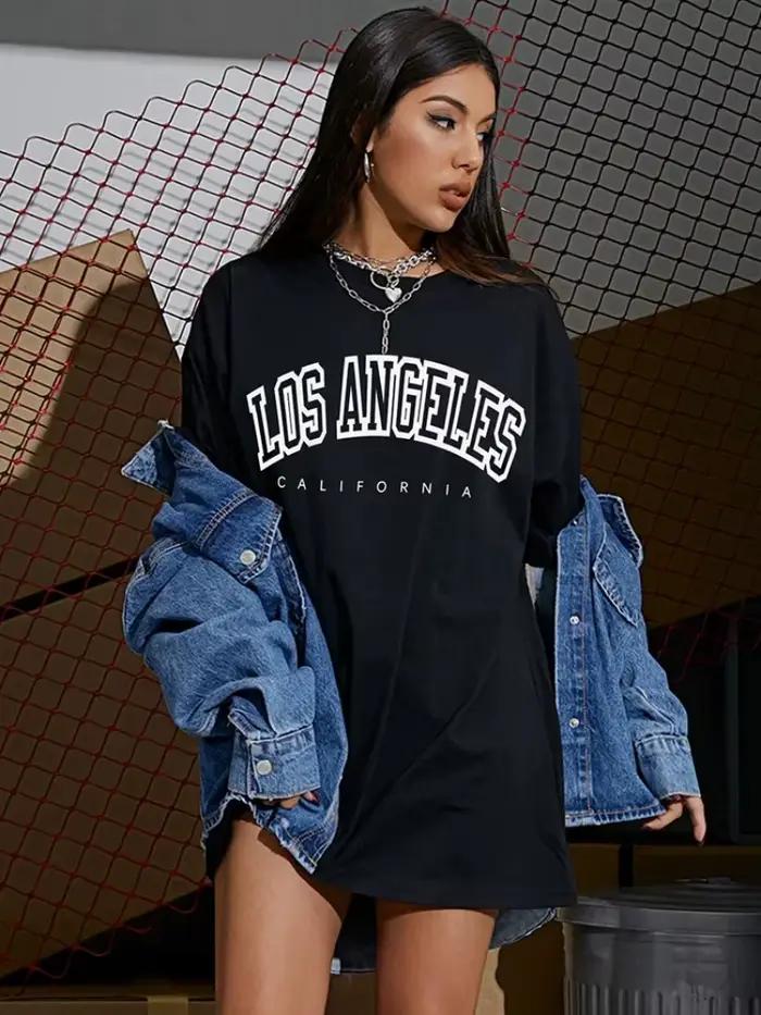T-shirts oversize imprimés style urbain Los Angeles pour femme