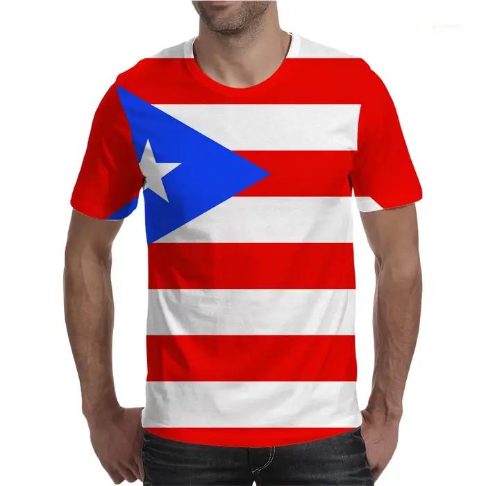 Puerto Rico Drapeau Badge Graphique T-shirts Football Sports 3D Imprimé T-shirt Unisexe Maillots Équipe Costume De Mode