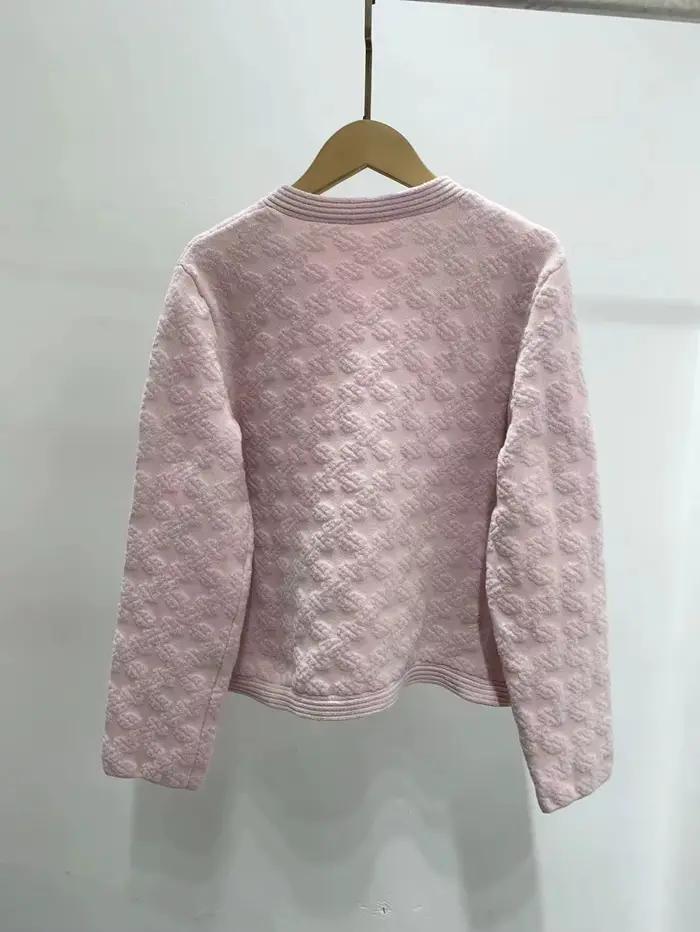 Manteau Jacquard floqué avec Logo pour femme, simple boutonnage, col en v, manches longues, veste Cardigan en tricot rose