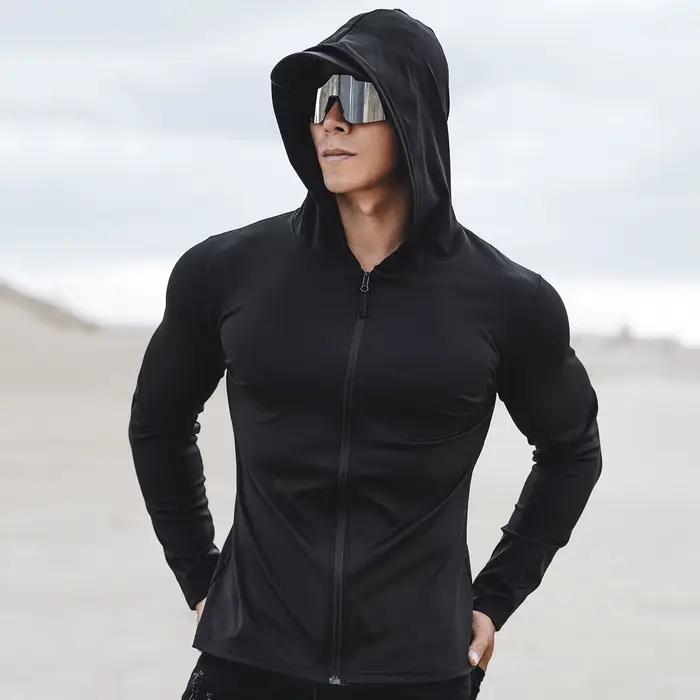 Veste Fitness Hommes Respirante Manches Longues Sweat Jogging Entraînement Gym Occasions Spéciales Printemps Automne