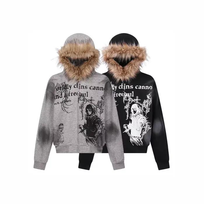 Sweat à capuche KERESLINA 2025 personnalisé motif peint par pulvérisation pour hommes style gothique automne voyage mode Y2K